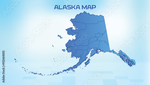 Blue detailed map of alaska with States administrative divisions. Political alaska map vector illustration.