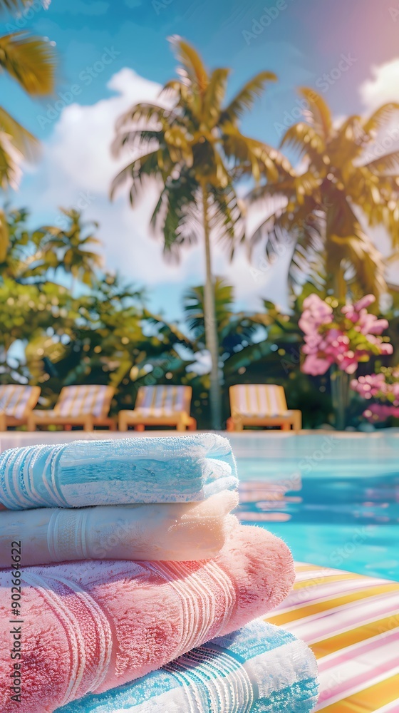 Obraz premium colorful towels on the pool