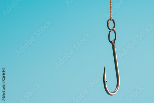 Person caught in a fishing hook labeled get rich quick, illustrating investment traps