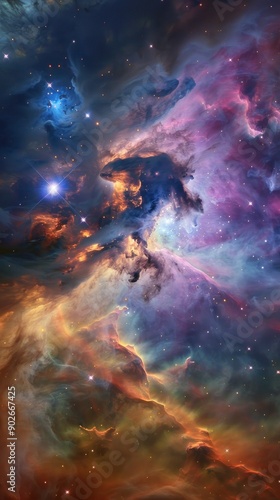 A vibrant interstellar cloud with star formations