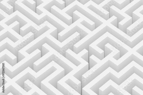 A modern seamless white geometric pattern with interlocking maze-like zigzag lines. Ideal for a sophisticated and minimalist background