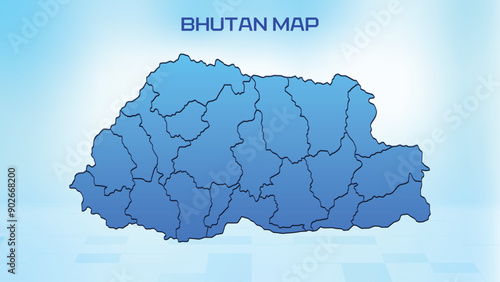 Blue detailed map of Bhutan with States administrative divisions. Political Bhutan map vector illustration.