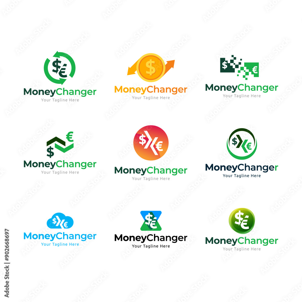 Set of Money Changer Logo Template Design Vector Set of Money Changer Logo Template Design Vector