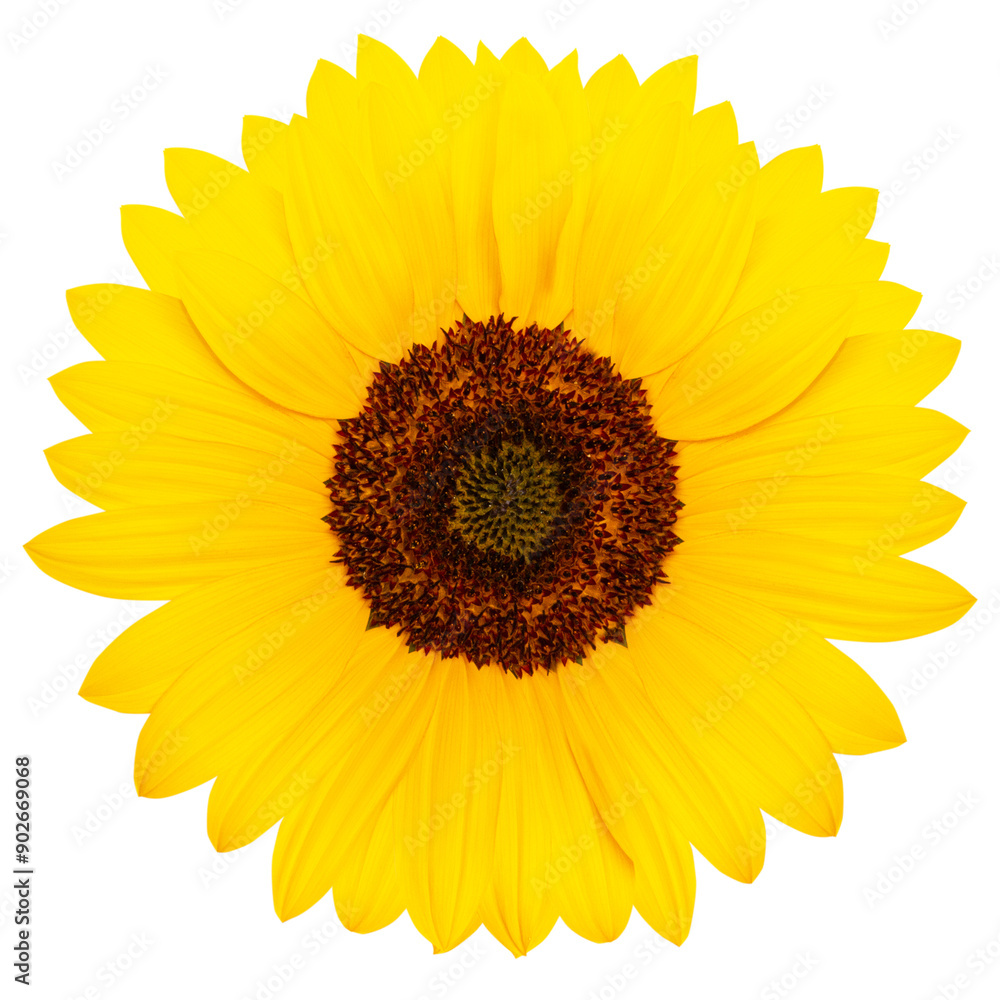 Fototapeta premium Yellow sunflower on empty background