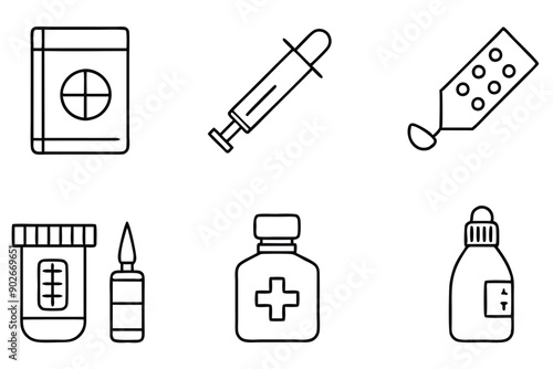 Pharmacy line art illustration Design Concepts