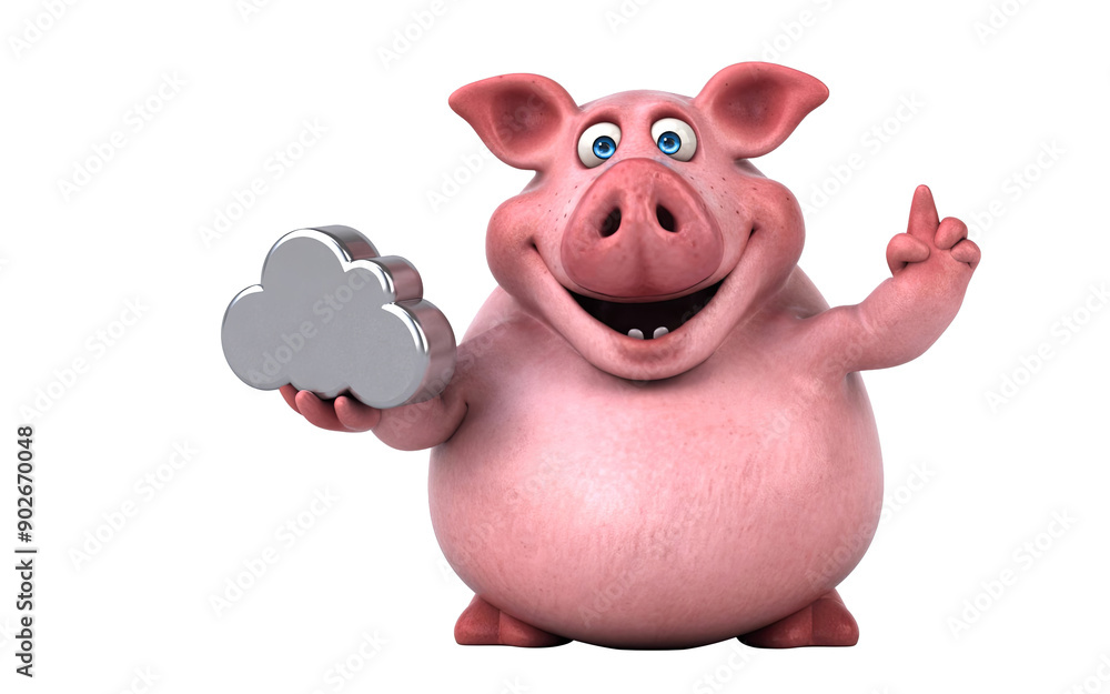 Fototapeta premium Fun 3D cartoon pig illustration