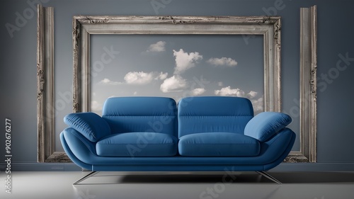 A stunning concept of a modern living room interior with stylish furniture, decor, and lighting, creating a cozy and inviting atmosphere