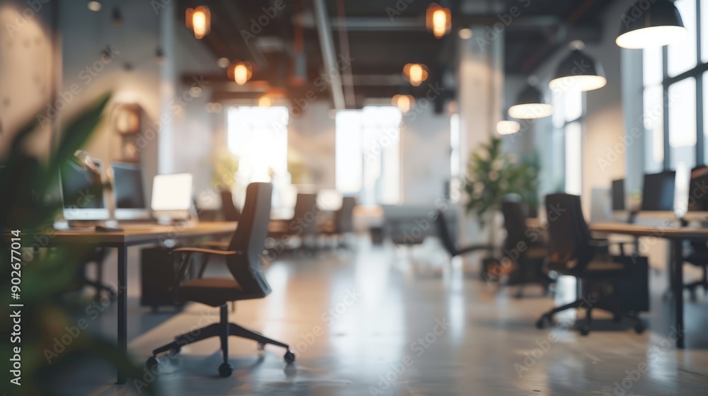Abstract blurred office interior room. blurry working space with defocused effect. use for background or backdrop in business concept, Generative Ai Abstract blurred office interior room. blurry working space with defocused effect. use for background or backdrop in business concept, Generative Ai