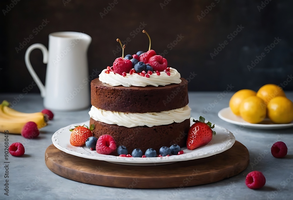 Delicious and tasty Celebration Cake on background Delicious and tasty Celebration Cake on background