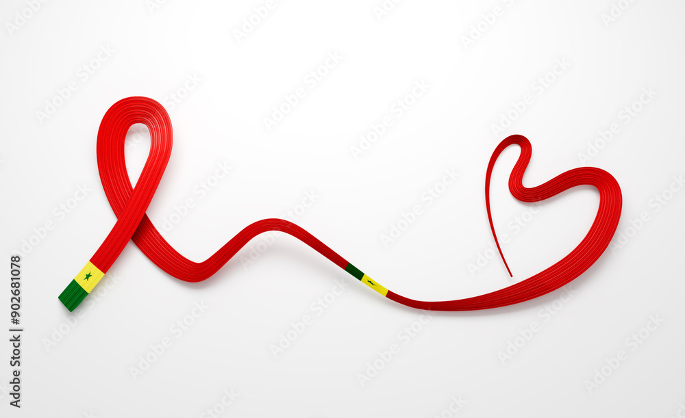 3d Flag Of Senegal Heart Shape Wavy Awareness Ribbon Flag On White Background 3d Illustration 3d Flag Of Senegal Heart Shape Wavy Awareness Ribbon Flag On White Background 3d Illustration