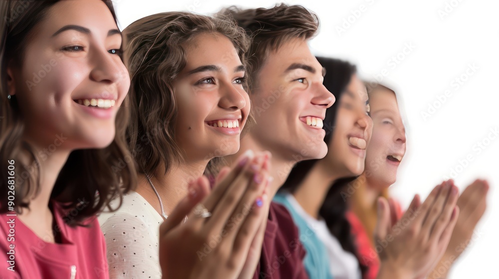 Close-up of students clapping hands after a teacher's inspiring lecture, showing appreciation isolated white background Close-up of students clapping hands after a teacher's inspiring lecture, showing appreciation isolated white background