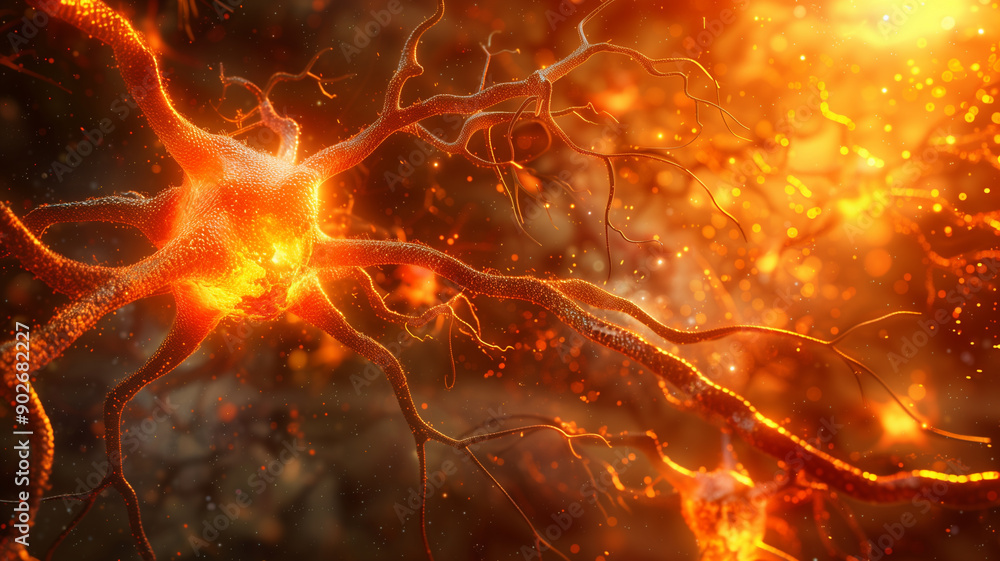 Glowing Neuron Cell with Dendrites Glowing Neuron Cell with Dendrites