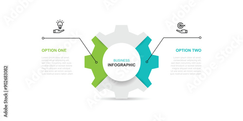 2 step infographic vector element with icon suitable for web presentation and business information