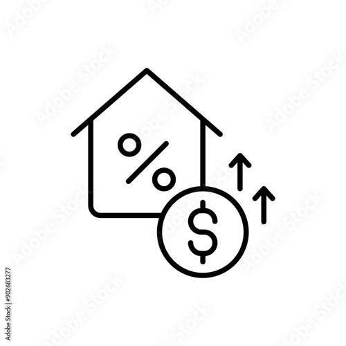 House inflation outline icons, minimalist vector illustration ,simple transparent graphic element .Isolated on white background