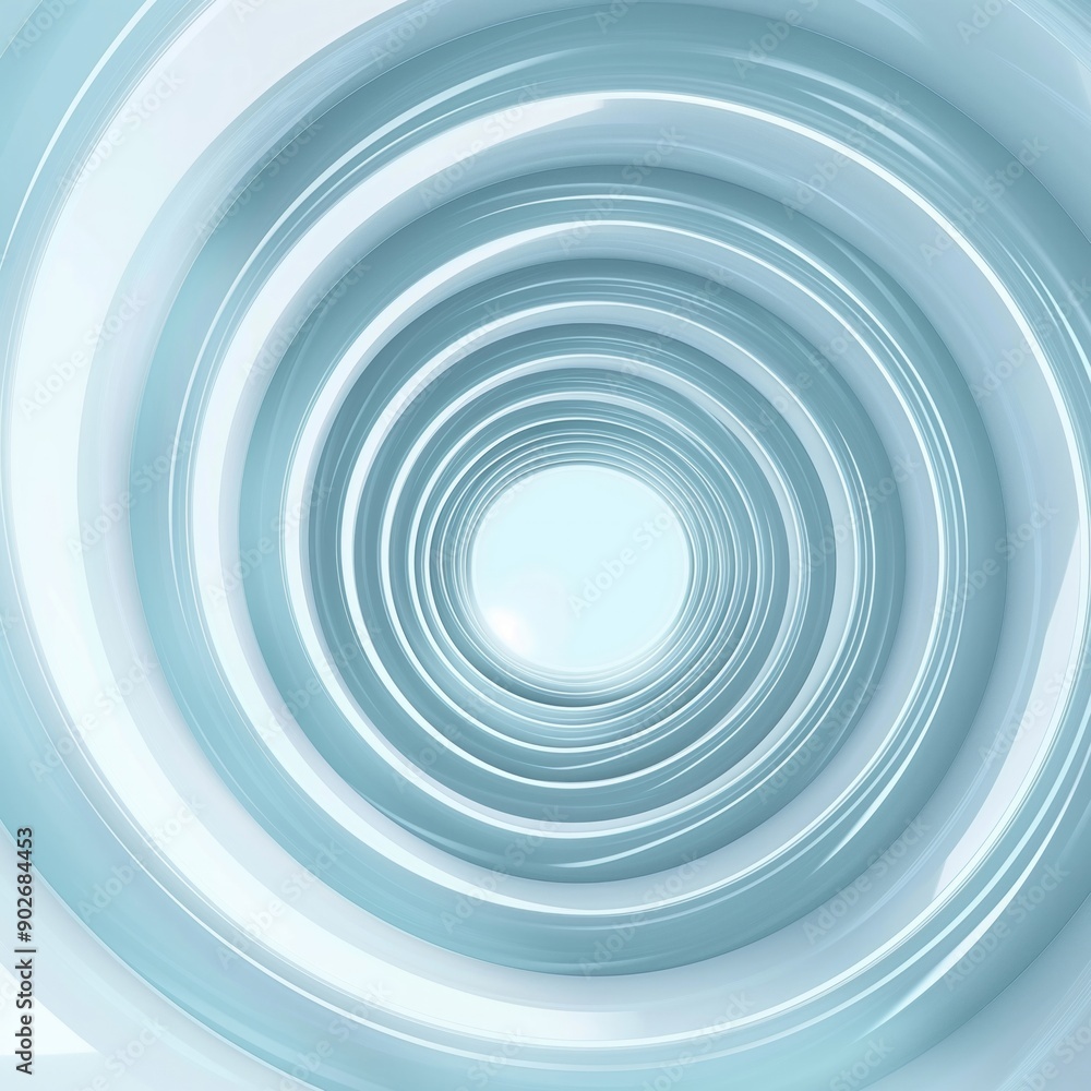 Obraz premium An abstract white circular tunnel with a light center, symbolizing focus and direction, set against a modern, minimalistic backdrop.
