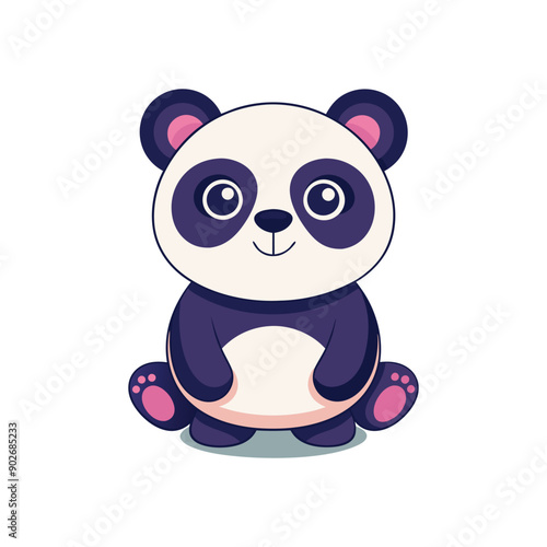 Vector minimalist Panda Bear Clipart illustration On a White Background