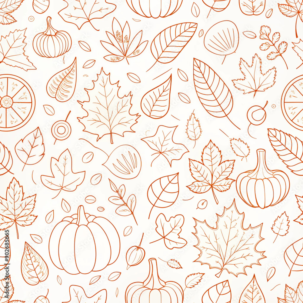 Thanksgiving autumn line art fall seamless pattern. Cute pattern white background. png Thanksgiving autumn line art fall seamless pattern. Cute pattern white background. png