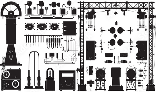 Electric Material Flat Black Silhouette Vector Art Bundle