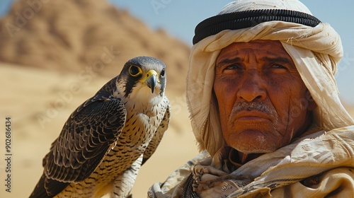 Man and Falcon in the Desert