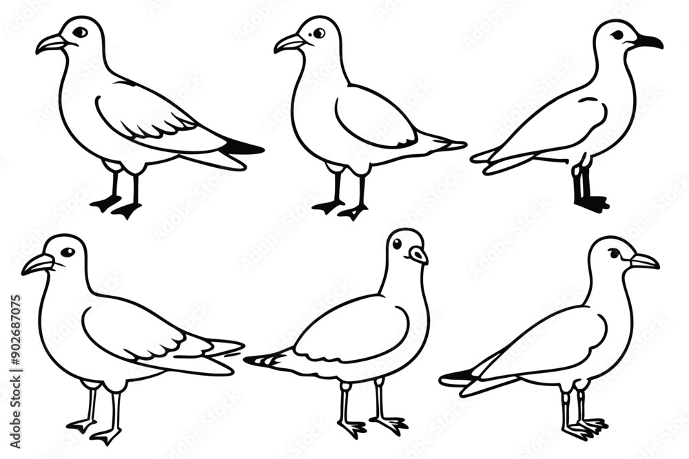 Fototapeta premium Seagull line art illustration Design Concepts