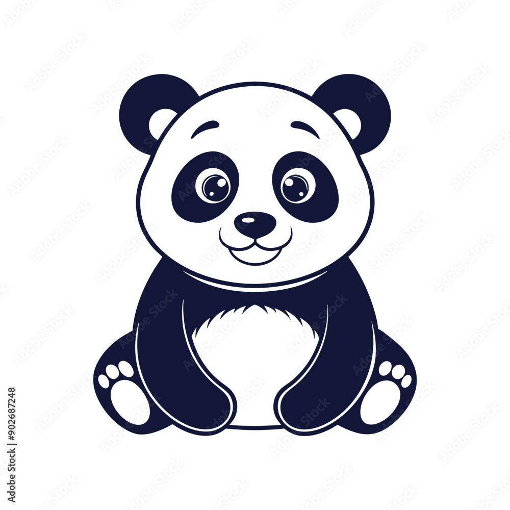 Vector minimalist Panda Bear Silhouette Clipart illustration On a White Background Vector minimalist Panda Bear Silhouette Clipart illustration On a White Background