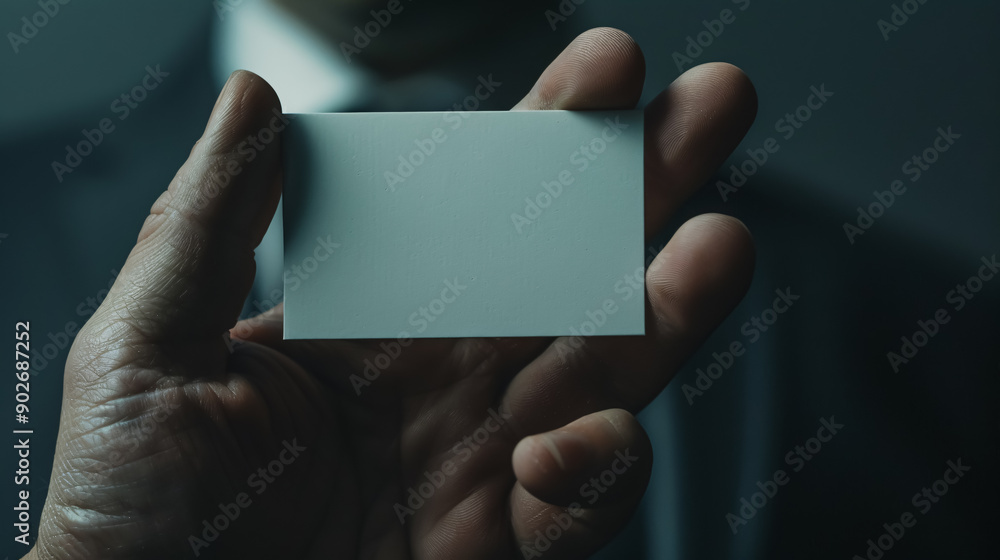 Man hand holding a business card Man hand holding a business card