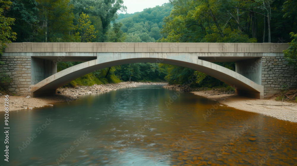A serene view of an arch bridge spanning a calm river, surrounded by lush greenery and tranquil nature. A serene view of an arch bridge spanning a calm river, surrounded by lush greenery and tranquil nature.