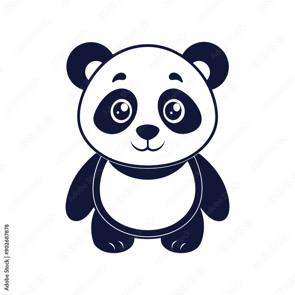 Naklejka premium Vector minimalist Panda Bear Silhouette Clipart illustration On a White Background