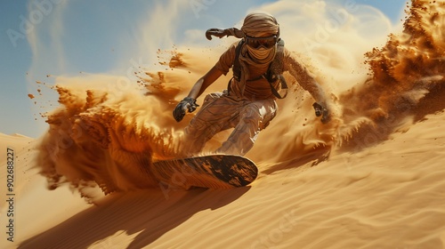 Sandboarding in the Sahara Desert