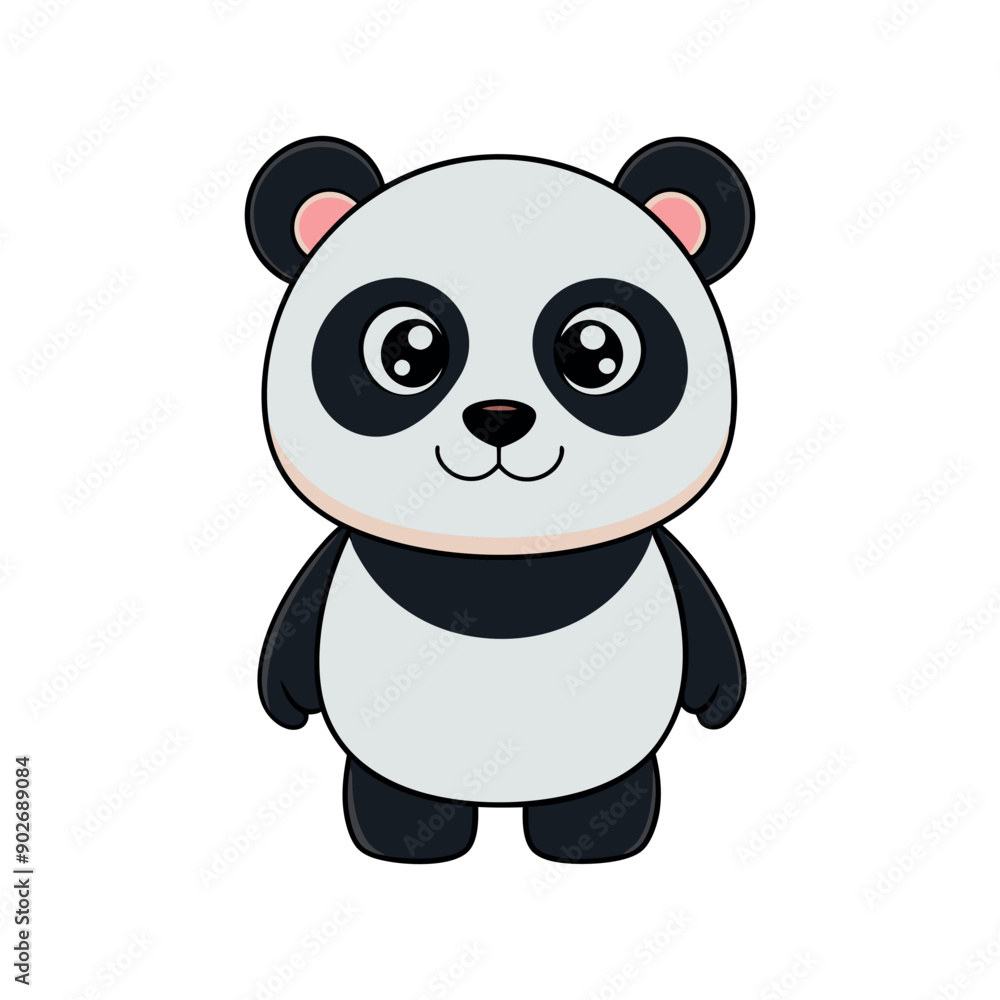 Naklejka premium Vector minimalist Panda Bear Clipart illustration On a White Background