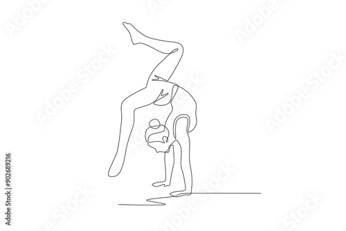 Women who really train for gymnastics. Olympics gymnastics concept one-line drawing