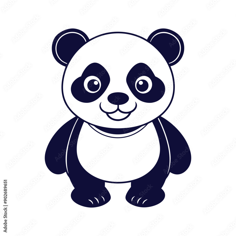 Vector minimalist Panda Bear Silhouette Clipart illustration On a White Background Vector minimalist Panda Bear Silhouette Clipart illustration On a White Background