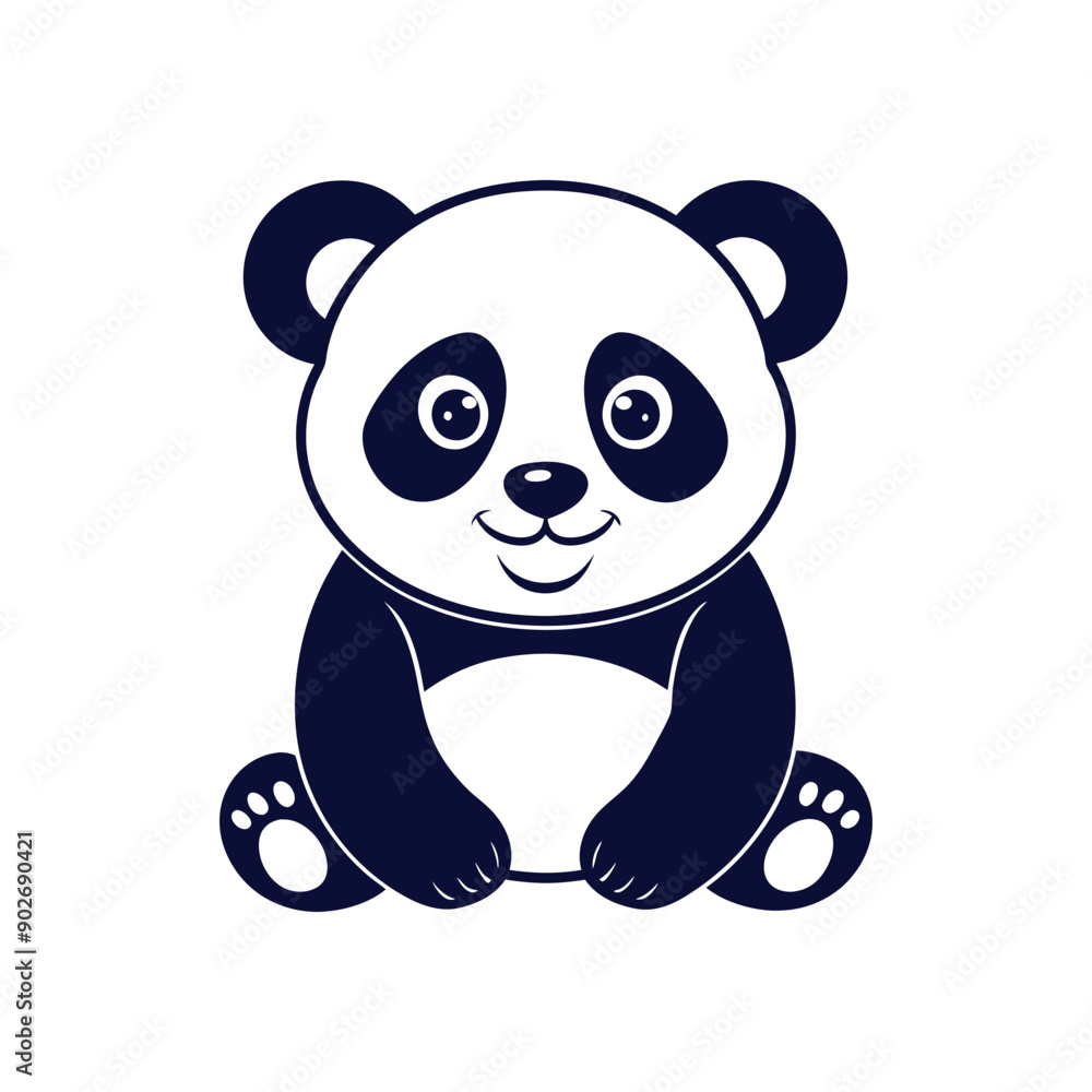 Obraz premium Vector minimalist Panda Bear Silhouette Clipart illustration On a White Background