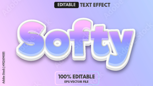 Softy editable 3d text effect vector with the sweet color combination