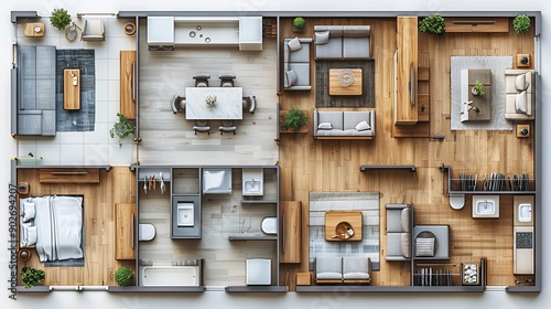 vector, illustraiton, Set of furniture top view for apartments plan. The layout of the apartment design, technical drawing. Interior icon for bathrooms, living room, kitchen, bedroom, hallway . Vector