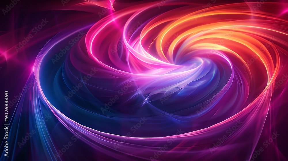 Light trails forming abstract spirals, organic shapes, vibrant and energetic Light trails forming abstract spirals, organic shapes, vibrant and energetic