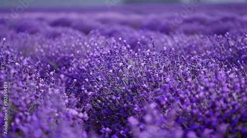 Stunning Field of Violet Lavender Flowers