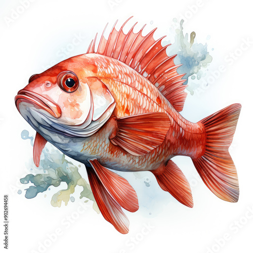 Watercolor Rockfish, clipart Illustration, Generative Ai photo