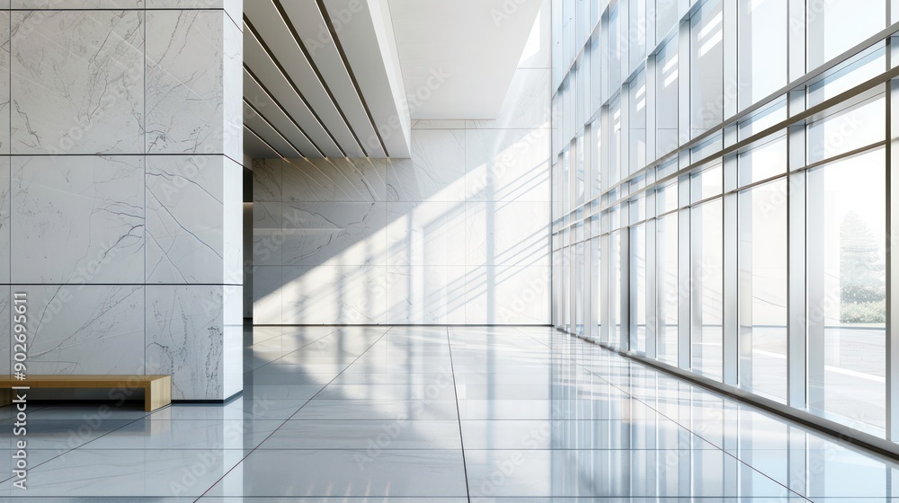 Obraz premium Architectural detail of an office building lobby with contemporary design features
