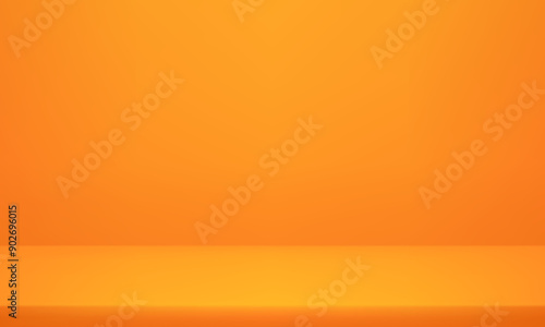 Orange Studio background. Space for selling products on the website. Orange Background Empty Room Studio with table. Vector illustration.