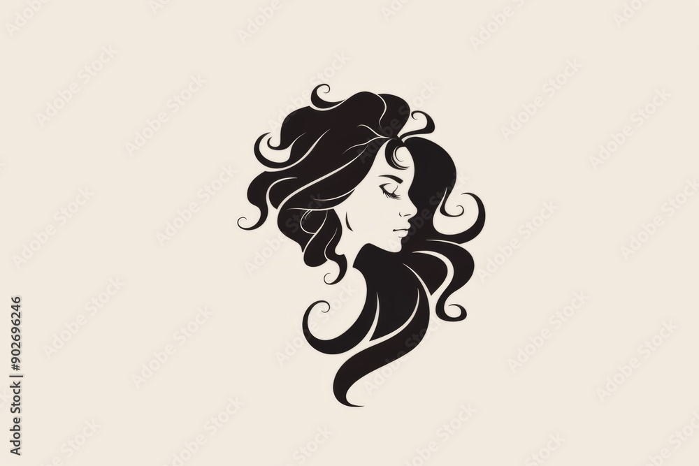 Woman with long hair, beauty salon or hairdresser logo Woman with long hair, beauty salon or hairdresser logo