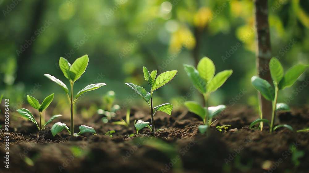 Green seedling growing in the ground. New life beginning concept. Green seedling growing in the ground. New life beginning concept.