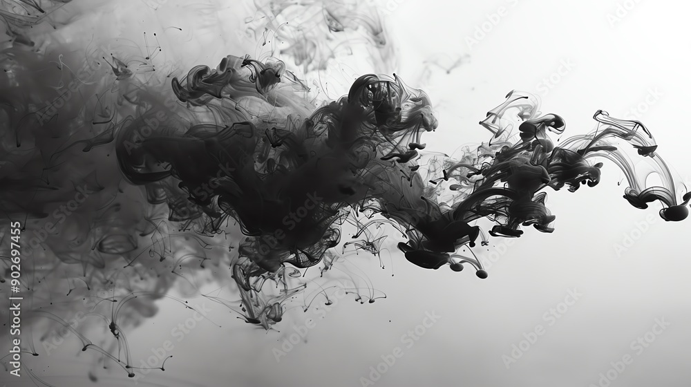 Ink flowing in water creating artistic patterns, organic shapes, fluid and dynamic Ink flowing in water creating artistic patterns, organic shapes, fluid and dynamic