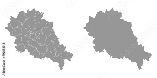 Kursk Oblast map, administrative division of Russia. Vector illustration.