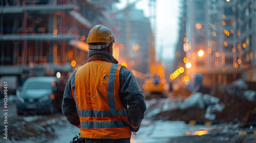 Construction Report in the Foreground with Blurred Site Background Generative AI Construction Report in the Foreground with Blurred Site Background Generative AI