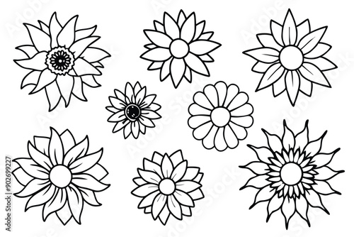Sunflower line art illustration Design Concepts