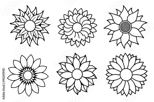 Sunflower line art illustration Design Concepts