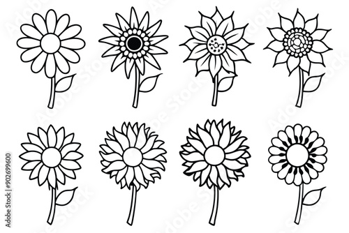 Sunflower line art illustration Design Concepts