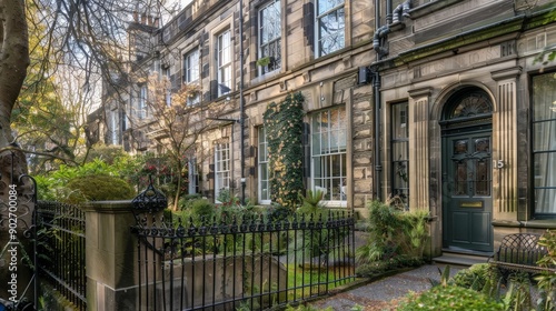 Wallpaper Mural Envision a historic townhouse in Edinburgh with a stone facade, large windows, and an elegant front entrance. Torontodigital.ca