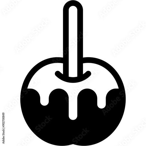 Vector Icon Caramelized Apple, Food and Restaurant, Dessert, Candy, Sweet, Apple
